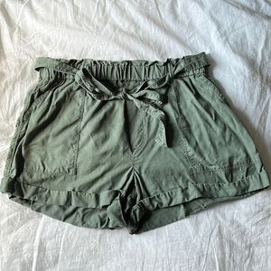 Aerie Green Linen Shorts